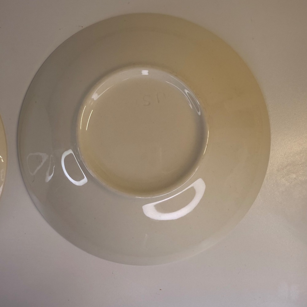 Taylor Smith & Taylor Ironstone Yellow Daisy Bowls USA 7.5" Set of 2 Small chip - Picture 10 of 10